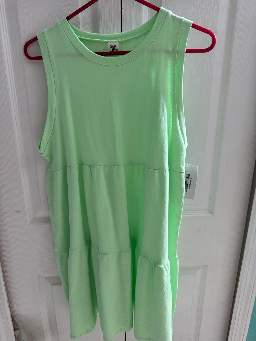 SEW IN LOVE Preppy Sleeveless  Lime Green Cotton Midi Dress.
